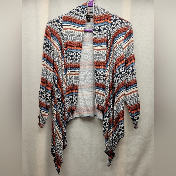 About a Girl Open Front Cardigan Size Medium Multicolored Pattern - Picture 1 of 6
